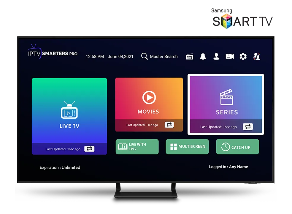 IPTV Smarters sur Samsung Smart TV - Interface IPTV Smarters Pro